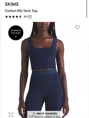 SKIMS Black Ribbed Square-Neck Tank